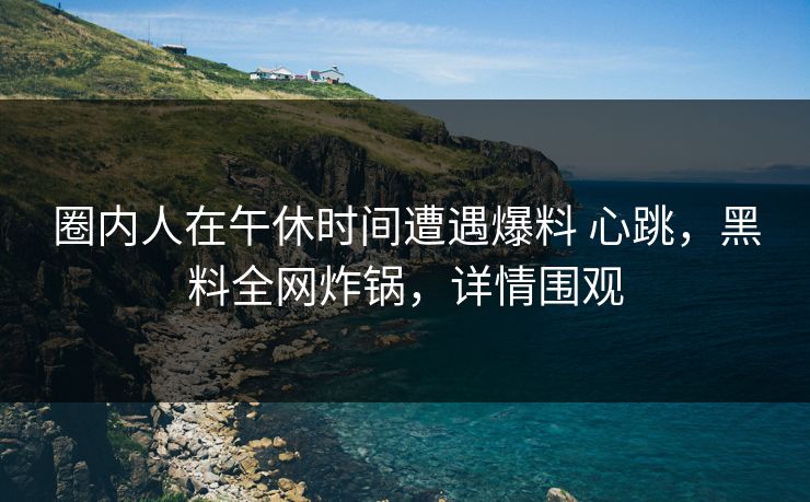 圈内人在午休时间遭遇爆料 心跳，黑料全网炸锅，详情围观