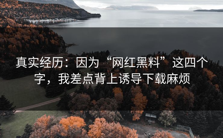真实经历：因为“网红黑料”这四个字，我差点背上诱导下载麻烦
