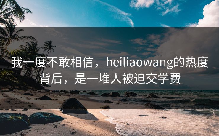 我一度不敢相信,heiliaowang的热度背后,是一堆人被迫交学费